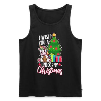 Je vous souhaite un Noël de Licorne - Débardeur bio Premium Homme - noir - Devant - AI Model Male 178 light (178cm)