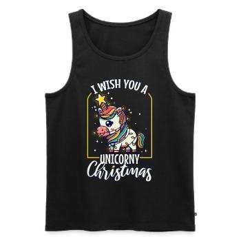 Je vous souhaite un Noël de Licorne - Débardeur bio Premium Homme - noir - Devant - AI Model Male 178 light (178cm)