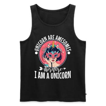 Unicorns are awesome therefore i am a unicorn - Männer Premium Bio Tank Top - Schwarz - Vorne - Michal (187cm)