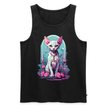 Occult Sphynx Cat in Pastel Goth Style - Men's Premium Organic Tank Top - black - Front - AI Model Male 178 light (178cm)