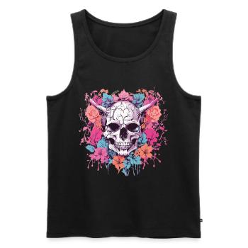 Demons Skull Pastel Gothic Occult Design - Men's Premium Organic Tank Top - black - Front - AI Model Male 178 light (178cm)