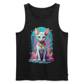 Kawaii Gothique Sphynx Chat Pastel Design Occulte - Débardeur bio Premium Homme - noir - Devant - Michal (187cm)