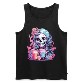 Kawaii Pastel Goth Skull Milkshake Design - Männer Premium Bio Tank Top - Schwarz - Vorne - AI Model Male 178 light (178cm)