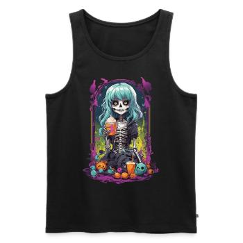 Gothic Pumpkin Spice latte skeleton eGirl Design - Men's Premium Organic Tank Top - black - Front - AI Model Male 178 light (178cm)