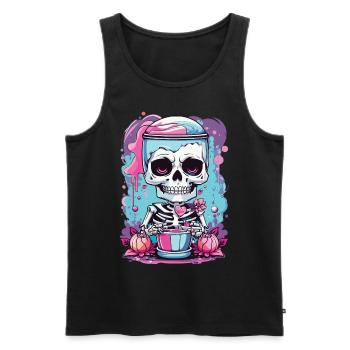 Kawaii Goth Pastel Skeleton Milkshake Design - Men's Premium Organic Tank Top - black - Front - Michal (187cm)