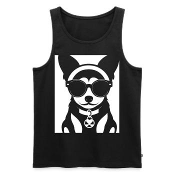Lustiger Chihuahua mit Sonnenbrille Chihuahuas - Männer Premium Bio Tank Top - Schwarz - Vorne - Michal (187cm)