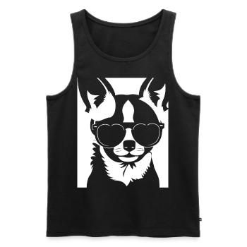 Lustiger Chihuahua mit Sonnenbrille Chihuahuas - Männer Premium Bio Tank Top - Schwarz - Vorne - Michal (187cm)