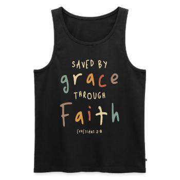 Saved by Grace Ephesians 2:8 Christian Quote - Men's Premium Organic Tank Top - black - Front - Michal (187cm)