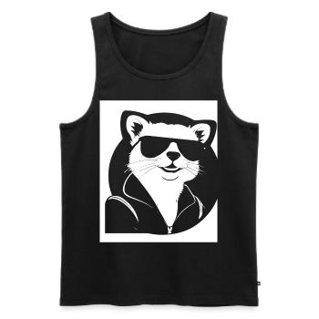 Frettchen mit Sonnenbrille Coole Frettchen - Männer Premium Bio Tank Top - Schwarz - Vorne - Michal (187cm)