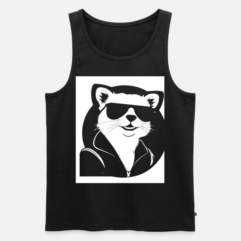 Frettchen mit Sonnenbrille Coole Frettchen - Männer Premium Bio Tank Top - Schwarz