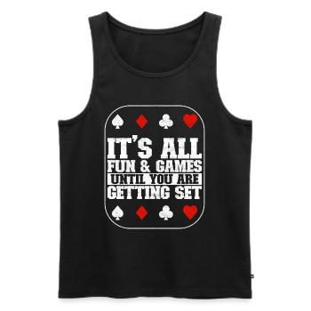 Binocular Pinochle - Men's Premium Organic Tank Top - black - Front - AI Model Male 178 light (178cm)