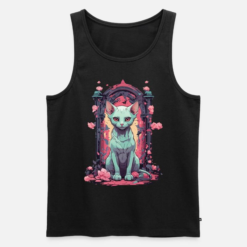Goth Pastel Sphynx Katze Mystisch und Niedlich - Männer Premium Bio Tank Top - Schwarz
