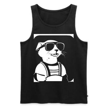 Frettchen mit Sonnenbrille Coole Frettchen - Männer Premium Bio Tank Top - Schwarz - Vorne - Michal (187cm)