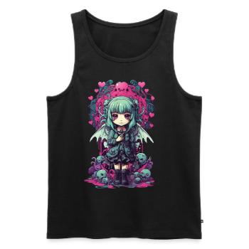 Kawaii Anime Chibi Demon Girl Pastel Goth - Men's Premium Organic Tank Top - black - Front - AI Model Male 178 light (178cm)