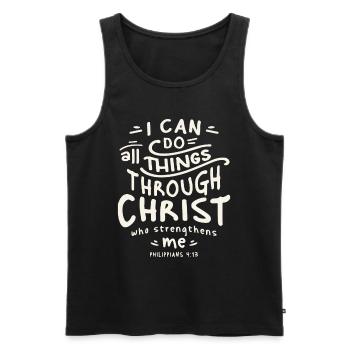 All Things Possible - Philippians 4:13 Christian - Men's Premium Organic Tank Top - black - Front - AI Model Male 178 light (178cm)