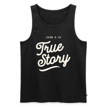 True Story - John 3:16 Christian Quote - Men's Premium Organic Tank Top - black - Front - AI Model Male 178 light (178cm)