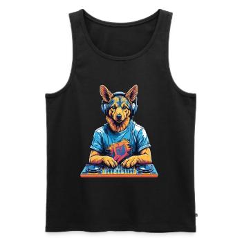 DJ Schäferhund Musik Party Hunde Design - Männer Premium Bio Tank Top - Schwarz - Vorne - AI Model Male 178 light (178cm)