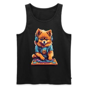 Pomeranian DJ Zwergspitz Party Music Design - Men's Premium Organic Tank Top - black - Front - Michal (187cm)