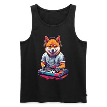 Shiba Inu DJ Hund Musik und Hundeliebe Design - Männer Premium Bio Tank Top - Schwarz - Vorne - AI Model Male 178 light (178cm)