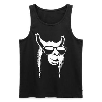 Lustiges Alpaka mit Sonnenbrille Coole Alpakas - Männer Premium Bio Tank Top - Schwarz - Vorne - Michal (187cm)