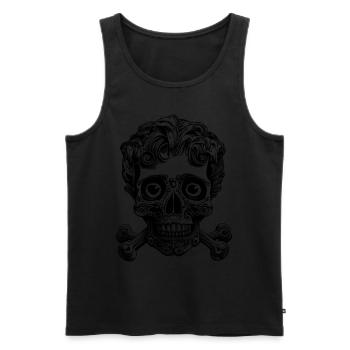 Chemise Comic Rock : Tête de mort avec breloque bouclée - Débardeur bio Premium Homme - noir - Devant - Michal (187cm)