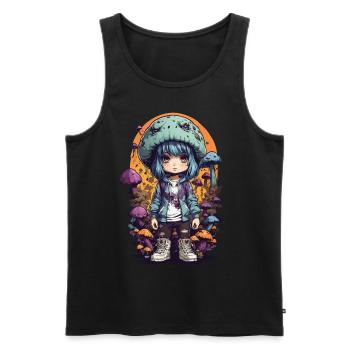 Fantasy Mushroom Girl Kawaii Goth e-girl - Débardeur bio Premium Homme - noir - Devant - Michal (187cm)