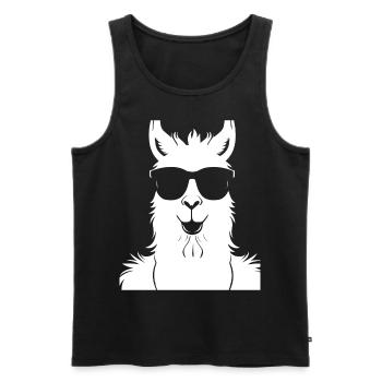 Lustiges Alpaka mit Sonnenbrille Coole Alpakas - Männer Premium Bio Tank Top - Schwarz - Vorne - Michal (187cm)