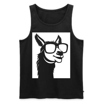 Funny Alpaca Wearing Sunglasses Cool Alpacas - Men's Premium Organic Tank Top - black - Front - AI Model Male 178 light (178cm)