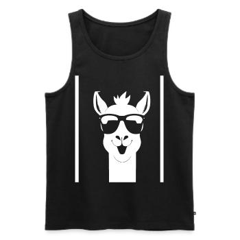 Funny Llama Wearing Sunglasses Cool Llamas - Men's Premium Organic Tank Top - black - Front - Michal (187cm)