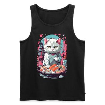 Style esthétique de chat Sushi Pastel gothique - Débardeur bio Premium Homme - noir - Devant - AI Model Male 178 light (178cm)
