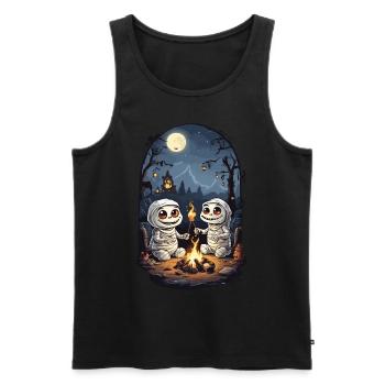 Enfants Halloween feu de camp momies dessin animé - Débardeur bio Premium Homme - noir - Devant - Michal (187cm)