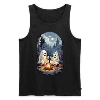 Halloween Geister Lagerfeuer Kinder Cartoon - Männer Premium Bio Tank Top - Schwarz - Vorne - Michal (187cm)