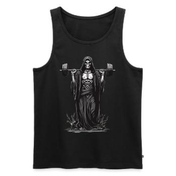 Grim Reaper Bodybuilder Deadlift Spaß - Männer Premium Bio Tank Top - Schwarz - Vorne - AI Model Male 178 light (178cm)