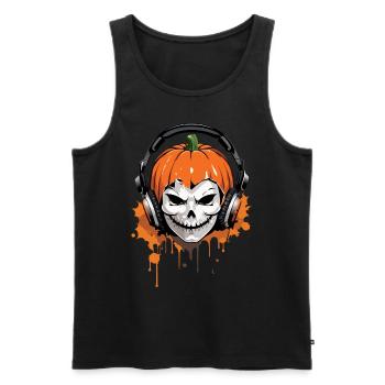 Spooky citrouille crâne musique Halloween - Débardeur bio Premium Homme - noir - Devant - Michal (187cm)