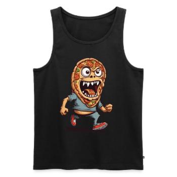 Monster Pizza Soirée Film Halloween Drôle Design - Débardeur bio Premium Homme - noir - Devant - Michal (187cm)