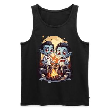 Funny Vampire Kids Halloween Campfire - Men's Premium Organic Tank Top - black - Front - Michal (187cm)