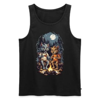 Funny Werewolf Halloween Kids Cartoon - Men's Premium Organic Tank Top - black - Front - Michal (187cm)