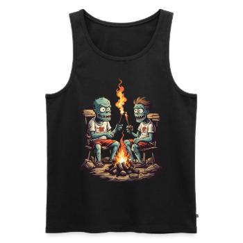 Zombie Feu De Camp Halloween Cartoon Magie - Débardeur bio Premium Homme - noir - Devant - Michal (187cm)