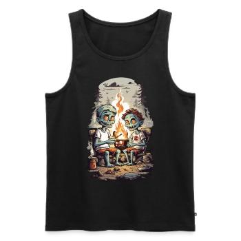 Zombie Camping Halloween Enfants Dessin Animé - Débardeur bio Premium Homme - noir - Devant - AI Model Male 178 light (178cm)