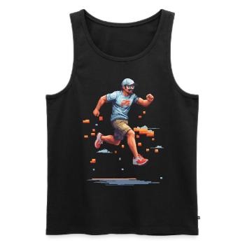Retro Gamer Pixel Kunst Vintage Videospiel - Männer Premium Bio Tank Top - Schwarz - Vorne - AI Model Male 178 light (178cm)