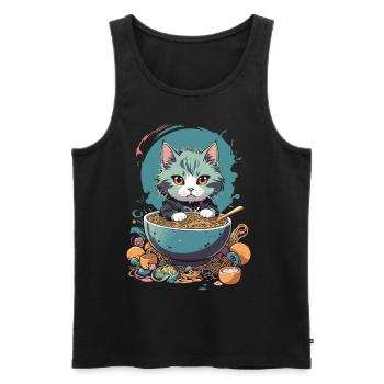 Kawaii Katze Ramen Pastell Japan Design - Männer Premium Bio Tank Top - Schwarz - Vorne - AI Model Male 178 light (178cm)