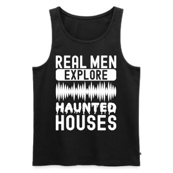 Enquêteur paranormal Chasse aux fantômes - Débardeur bio Premium Homme - noir - Devant - Michal (187cm)