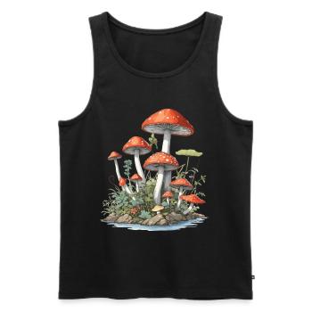Goblincore Pilz Vintage Natur Design - Männer Premium Bio Tank Top - Schwarz - Vorne - AI Model Male 178 light (178cm)