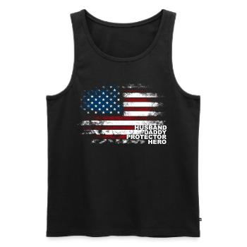 États-Unis Mari Papa Protecteur Héros - Débardeur bio Premium Homme - noir - Devant - Michal (187cm)