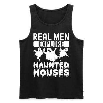Enquêteur paranormal Chasse aux fantômes - Débardeur bio Premium Homme - noir - Devant - Michal (187cm)