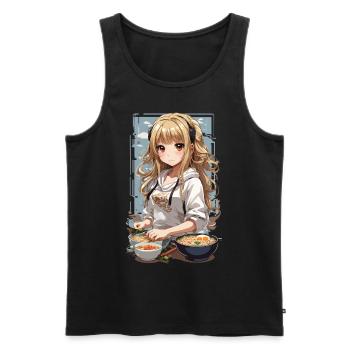 Anime Girl Ramen Love Manga Noodle Soup Design - Débardeur bio Premium Homme - noir - Devant - Michal (187cm)