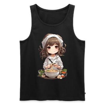 Anime Ramen Mädchen Japanische Nudelsuppe Koch - Männer Premium Bio Tank Top - Schwarz - Vorne - Michal (187cm)