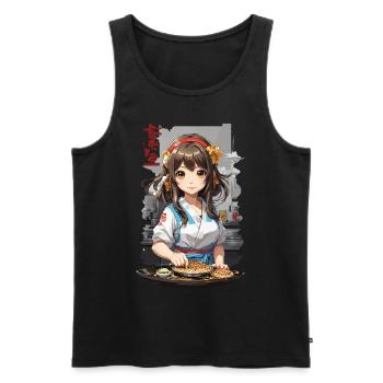 Anime Okonomiyaki Cuisine Manga Fille - Débardeur bio Premium Homme - noir - Devant - Michal (187cm)
