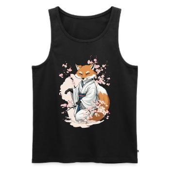 Japanese Fox Kitsune Yokai Ukiyo-E Vintage - Men's Premium Organic Tank Top - black - Front - Michal (187cm)