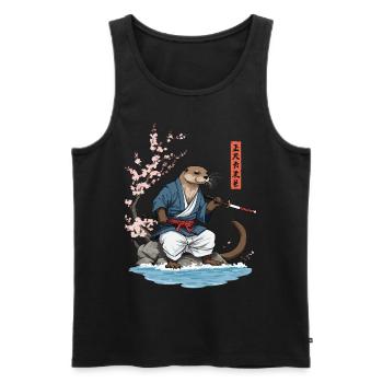 Kawaii Samurai Otter Ukiyo-E Kunst Streetwear - Männer Premium Bio Tank Top - Schwarz - Vorne - AI Model Male 178 light (178cm)